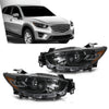 G-PLUS Headlights Compatible with Mazda CX-5 2013-2016 Headlamps LH+RH Set,Fit for w/Factory Halogen Headlight Models Only. Clear Lens Black Housing Amber Reflector,faros delanteros