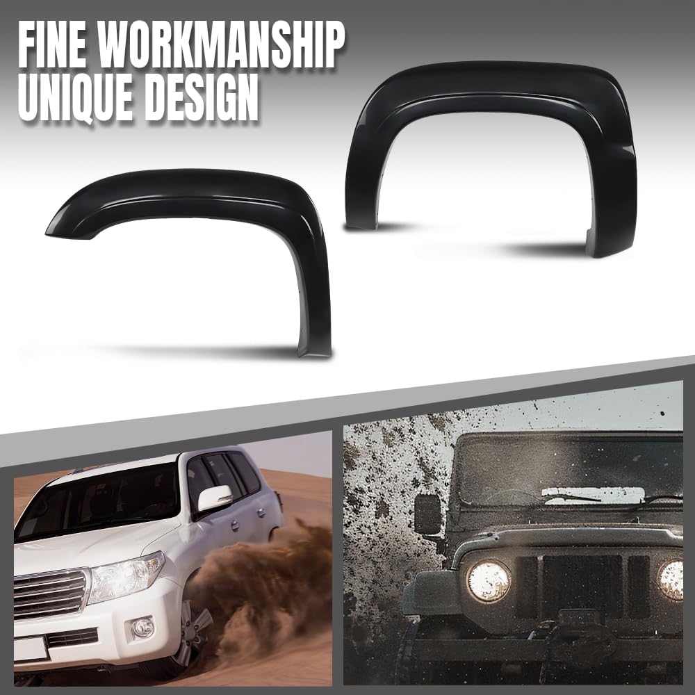 G-PLUS Fender Flares 4PCS Paintable Compatible with Chevy Avalanche 2007-2013 Black