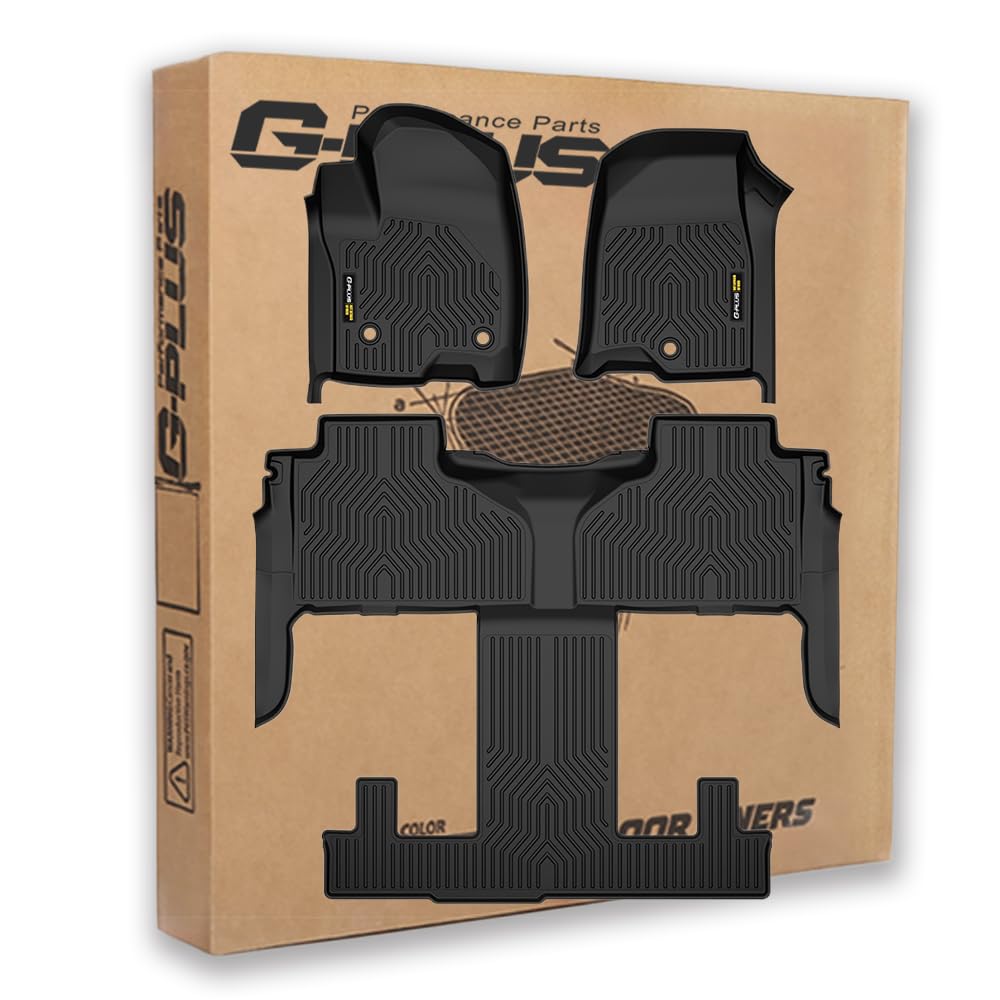 G-PLUS Floor Mats Fit for 2021 2022 2023 2024 2025 Chevy Tahoe & GMC Yukon w/ 2nd Row Bucket Seats, TPE Floor Liners 3 Piece Black All Weather Protection Floor Cargo Liners Accessories