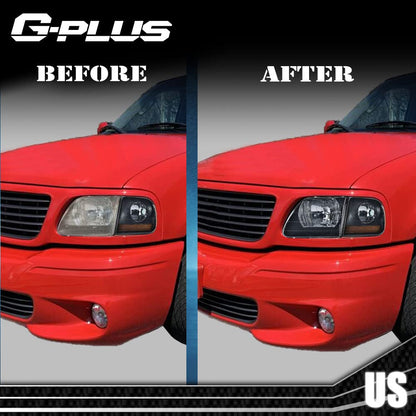 G-PLUS Front Headlight Lens Cover Compatible With 97-04 Ford F150 Expedition,1 Pair Left & Right Side (Smoky Lens)