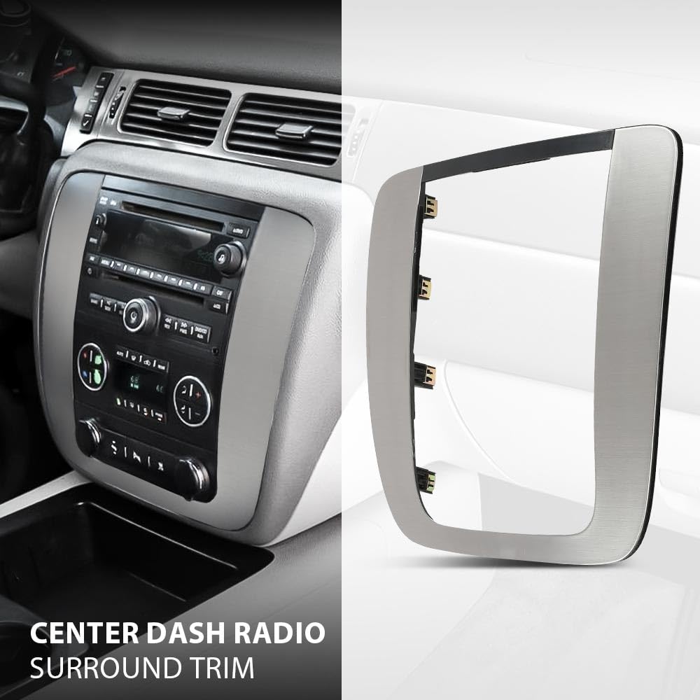 G-PLUS Center Dash Radio Surround Trim Compatible with Chevy Silverado 1500 Tahoe GMC Sierra 1500 Yukon 2007-2014 15211886 26887440 25807746 15211885