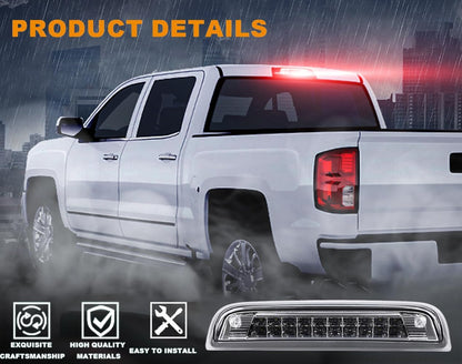 G-PLUS High Mount LED 3rd Brake Light Compatible with Chevy Silverado GMC Sierra 2014-2018 Rear Tail Cargo Lamp Waterproof Clear Lens