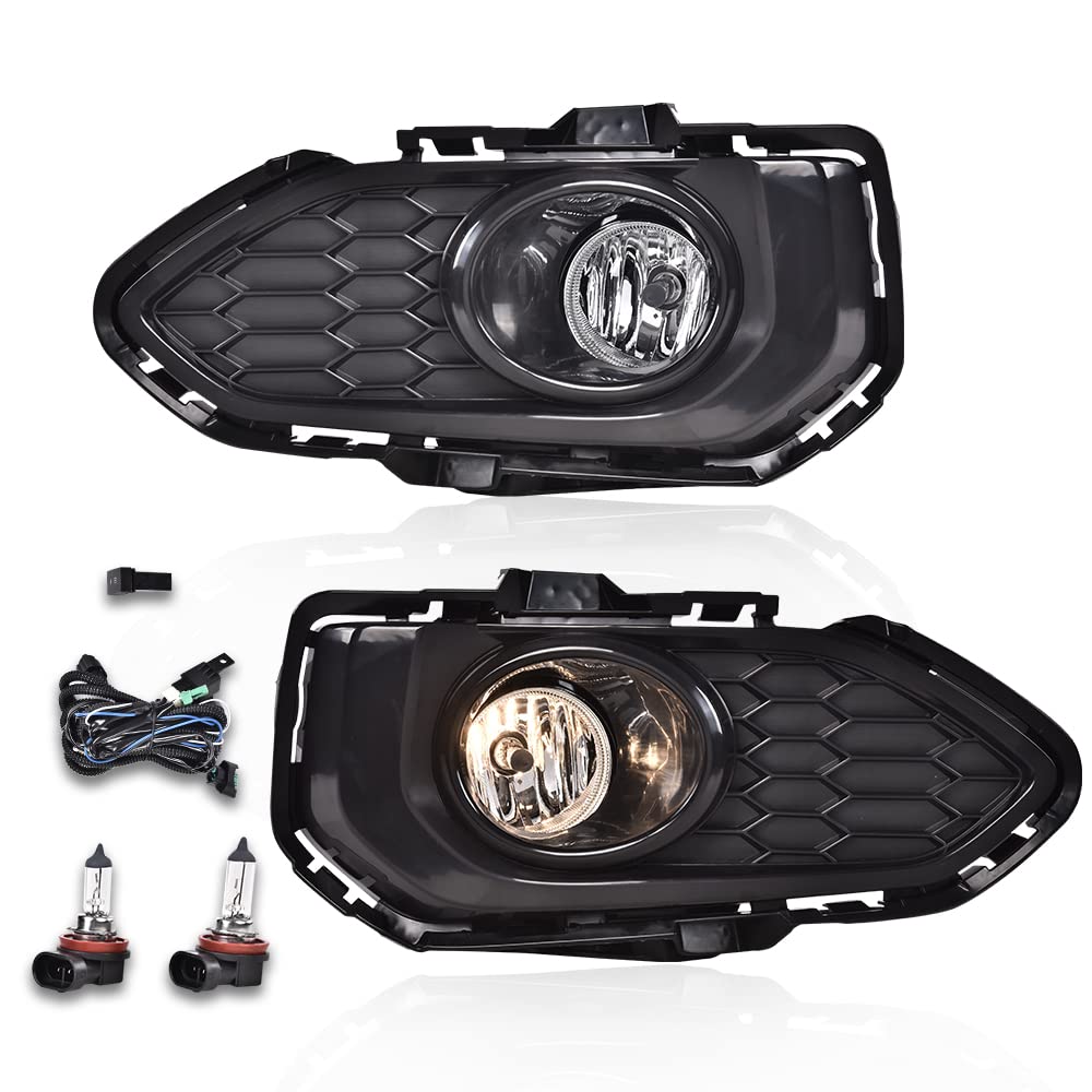 G-PLUS Front Fog Lights Lamps Compatible with Honda 2018-2020 Fog Lights Assembly Set L/R Side Assembly Driver & Passenger Side Fog Lamps Set Black Left Right