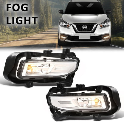 G-PLUS Front Bumper Fog Lights Fog Lamps & Wiring Harness Left&Right Side Compatible with Nissan Kicks 2017-2019 261508995A