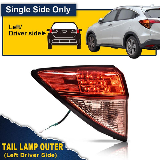 G-PLUS Tail Light Compatible With 2016 2017 2018 Honda HR-V EX/LX/EX-L Sport Utility 4-Door Sedan,(NOT Have the Side Light),Automotive Outer Brake Rear Lamp, Driver Side (Left) Luces TraserasAssembly