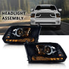 G-PLUS LED Projector Headlights Assembly Compatible with Dodge Ram 1500 2500 3500 2009-2012, Headlight Bar Plank Style, Smoky Lens Black Housing Clear Reflector