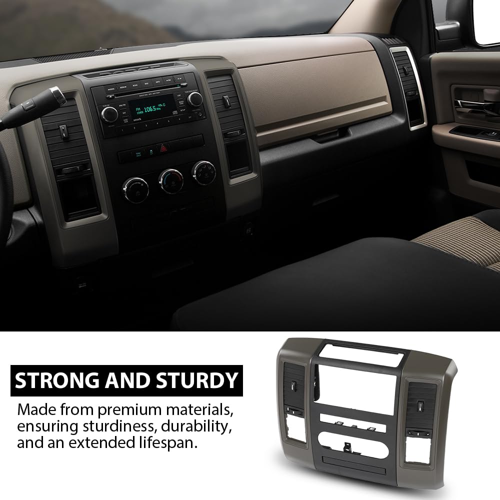 G-PLUS Radio Bezel Dash Trim Panel Compatible with Dodge Ram 2009 2010 2011 2012 Gray