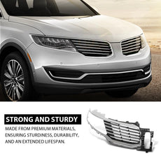 G-PLUS Bumper Grille Insert for Lincoln MKX 2016-2018 Black Silver Right Side Additional Angle
