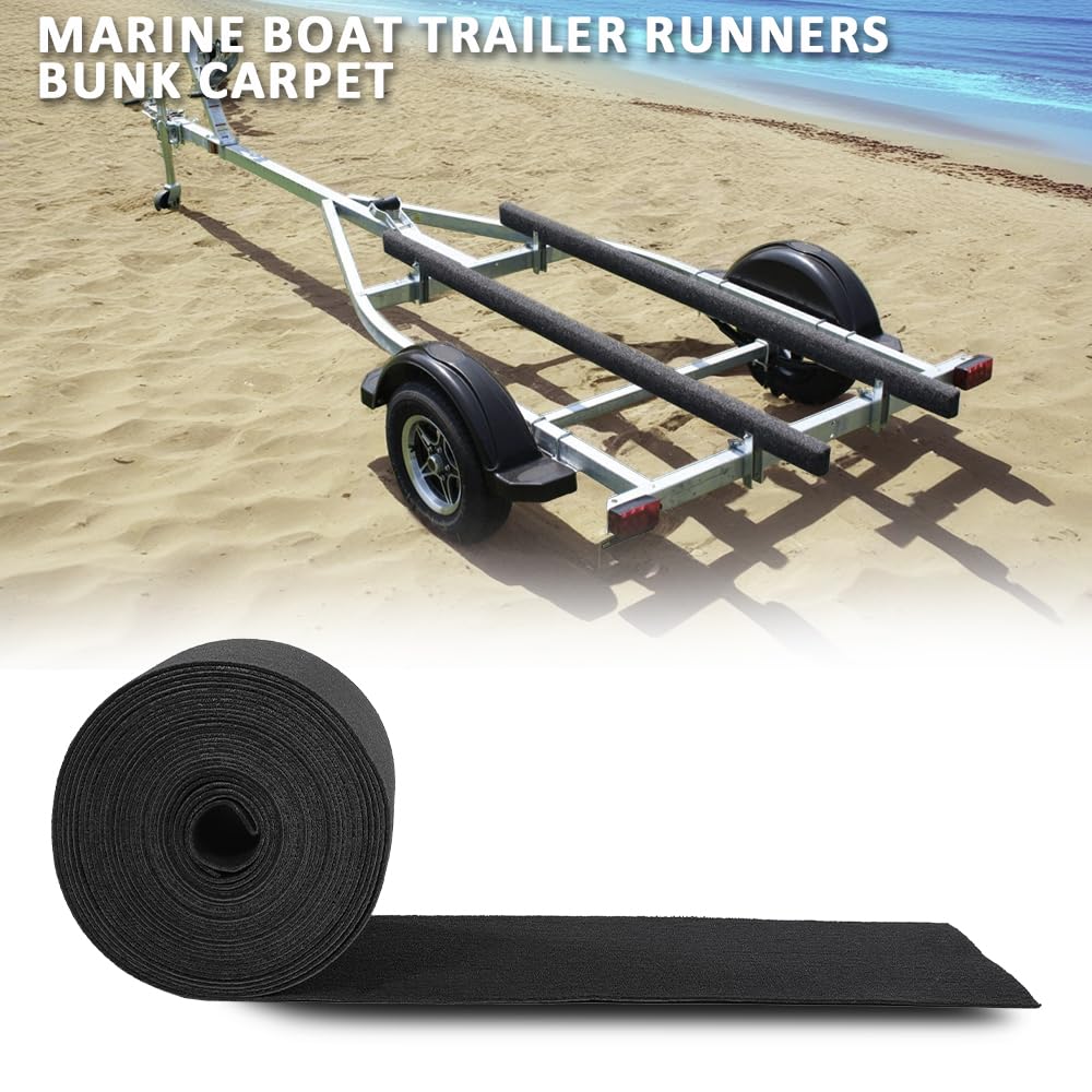 G-PLUS 9" x 50' Outdoor Ribbed Marine Carpet, Boat Trailer Bunk Carpet, Fit Boat Trailer Bunks Runner Docks Black