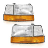 G-PLUS 6PCS Set Headlights Assembly Front Headlamp Corner/Side Signal Lights Compatible with Ford Bronco F150 1992-1996, Fit Ford F250 F350 1992-1997 FO2521114, FO2550110, FO2551108, FO2520116