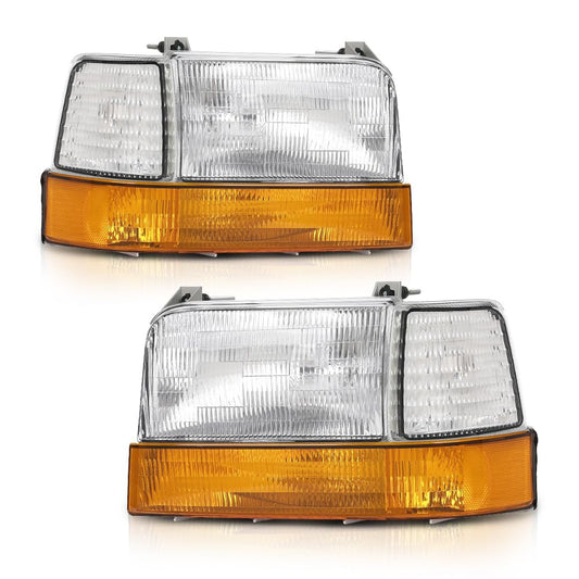 G-PLUS 6PCS Set Headlights Assembly Front Headlamp Corner/Side Signal Lights Compatible with Ford Bronco F150 1992-1996, Fit Ford F250 F350 1992-1997 FO2521114, FO2550110, FO2551108, FO2520116