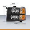 G-PLUS Headlights Assembly, Compatible with Chevy Silverado 1500 2007-2013/Fit Chevy Silverado 2500 HD 3500 HD 2007-2014 Bumper Headlamps, Clear Lens Black Housing Amber Reflector,faros delanteros