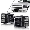 G-PLUS LED Tube Dual Projector Headlights w/Bulbs,Fit Chevy Silverado 1500 2007-2013/Fit Silverado 2500 3500 & HD 2007-2014, Headlamps faros delanteros,Clear Lens Black Housing Clear Reflector