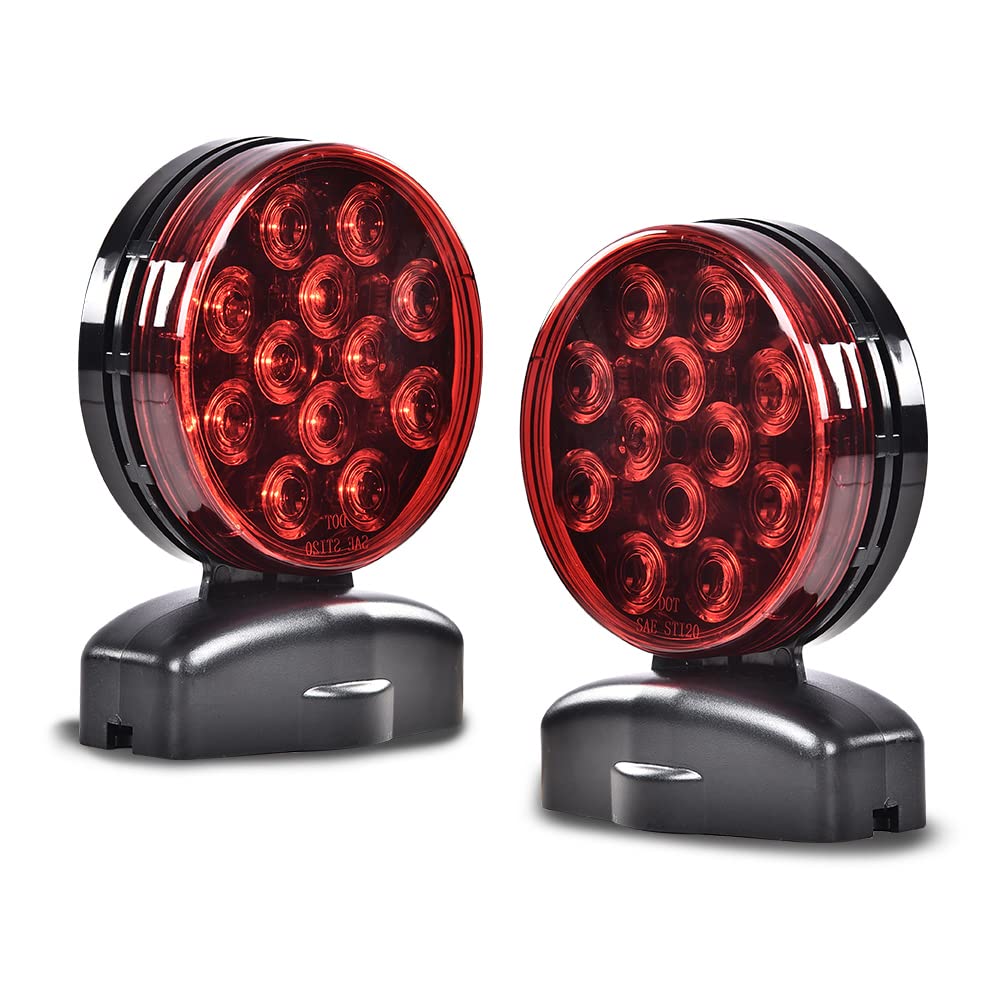 G-PLUS 12V Magnetic Towing Trailer Light Kit LED Tow Trailer Lights Brake Tail Signal Compatible with Towing Trucks/Wrecker/RV LED Magnetic