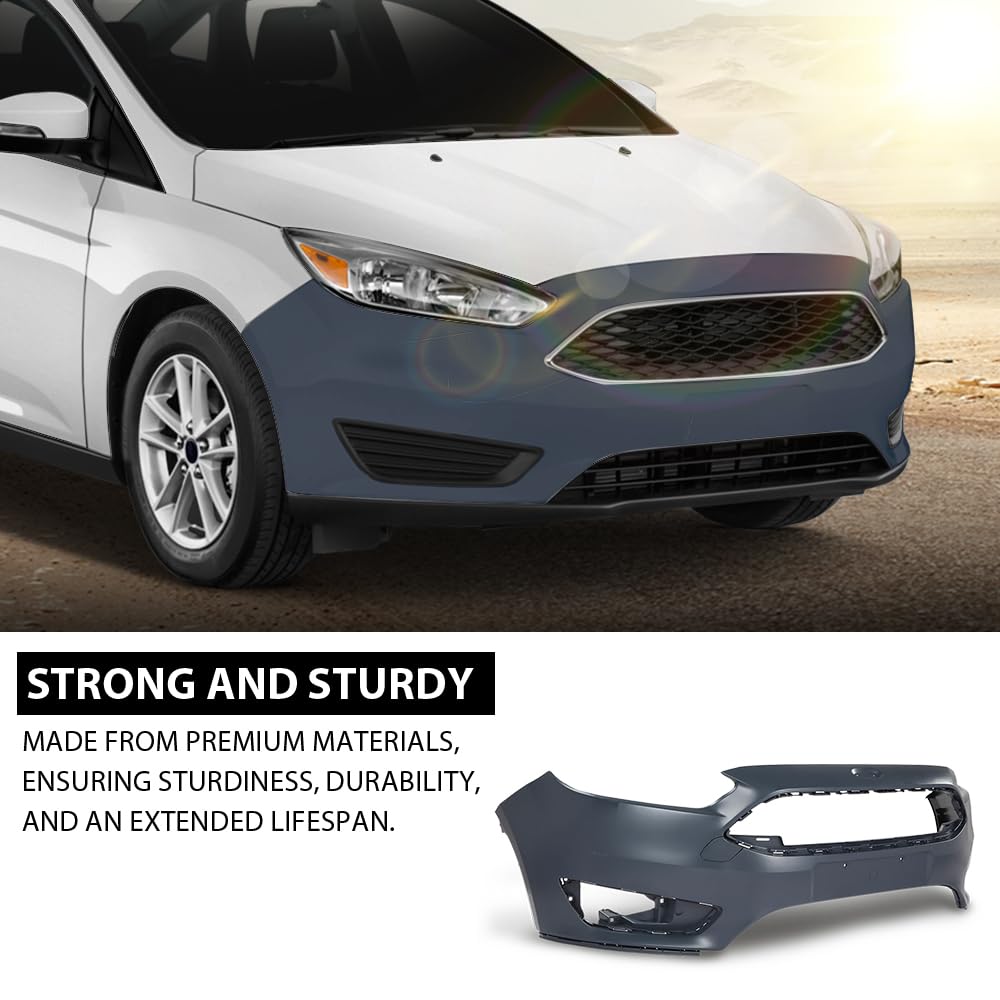 G-PLUS Front Bumper Cover, Compatible with Ford Focus S/SE/SEL 4-Door 2015-2018, FD527664DN, FO1000705
