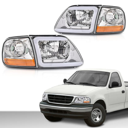 G-PLUS Headlights Compatible with Ford Chrome Housing Clear Reflector