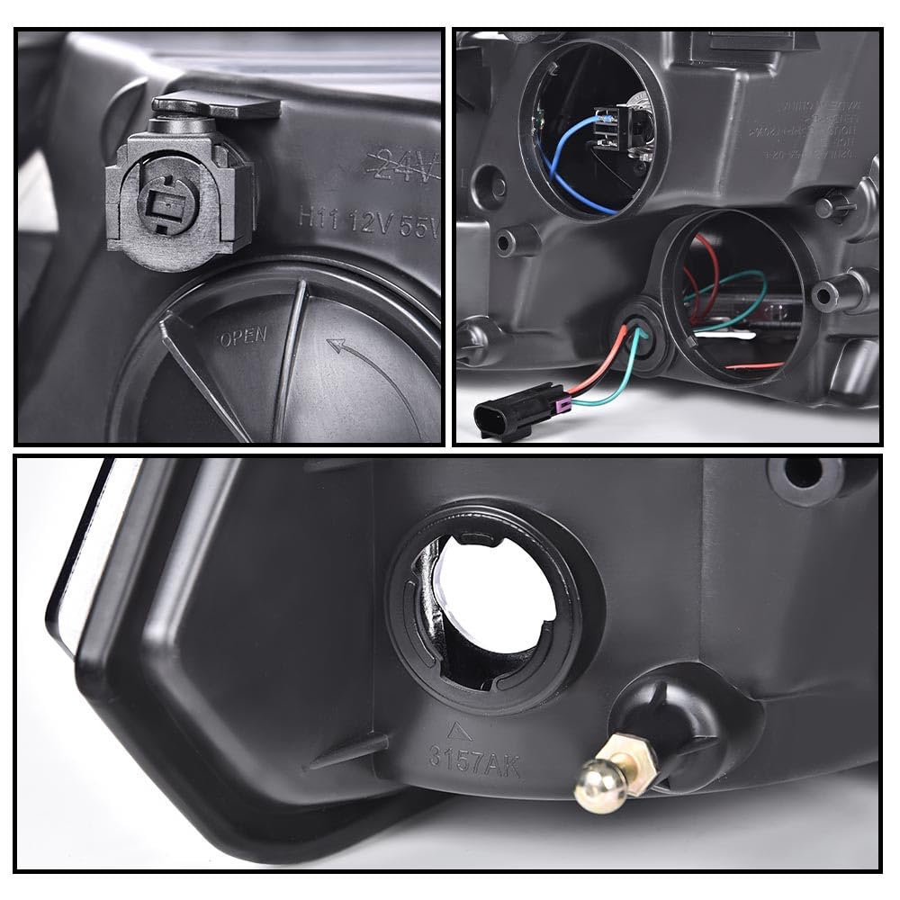 G-PLUS LED DRL Headlights Fit Dodge Ram 1500 2500 3500 2009-2012(New Body), Not Fit Dual Beam, Clear Lens Black Housing Clear Reflector Bumper Headlamps, faros delanteros Assembly