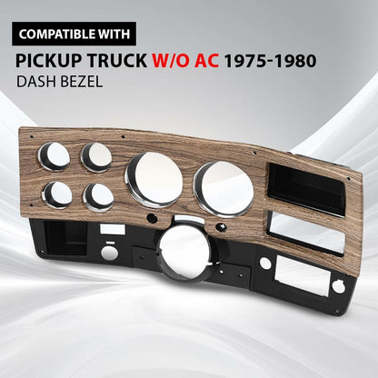 G-PLUS Dash Bezel Gauge Cluster Cover W/o AC Compatible with 1975 1976 1977 1978 1979 1980 Chevy GMC Pickup Truck W/o AC Black