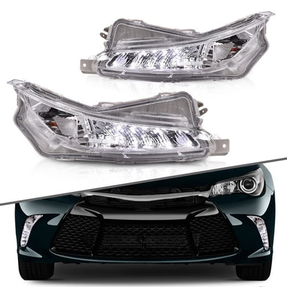 G-PLUS Double Color LED Fog Lights Lamps DRL W/Bulbs Compatible with 2015-2017 Toyota Camry XSE XLE TO2531153,TO2530153 8151006050, 8152006050