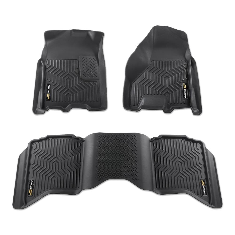 G-PLUS TPE Floor Mats Compatible with Dodge Ram 2500 3500 Crew Cab w/Auto Trans 2010-2018,Fit Dodge Ram 1500 2009-2024(19-24Classic Body) 3PCS All Weather Floor Liners Full Protection 1st & 2nd Row
