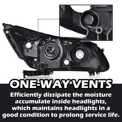 G-PLUS One Left Driver Side Headlight Compatible with Honda Accord 2013 2014 2015 Headlamp Halogen Clear Lens Black Housing Amber ReflectorBumper Headlamps,faros delanteros