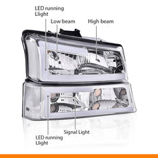 G-PLUS LED Headlights for Chevy Avalanche Silverado 1500 2500 3500 2003-2007 Front View
