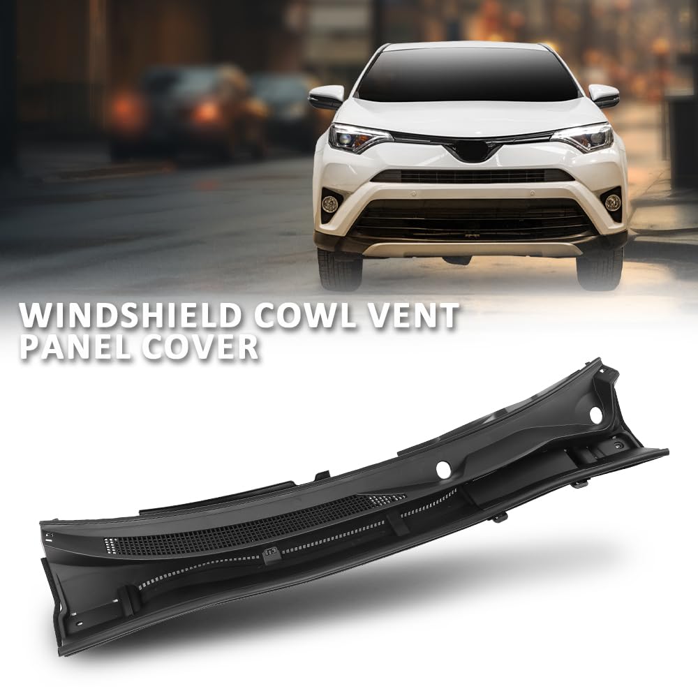 G-PLUS Windshield Cowl Vent Panel W/Side Cowl Cover Trim ABS Compatible with Toyota RAV4 2013-2018 55708-0R030, 557080R030 Black