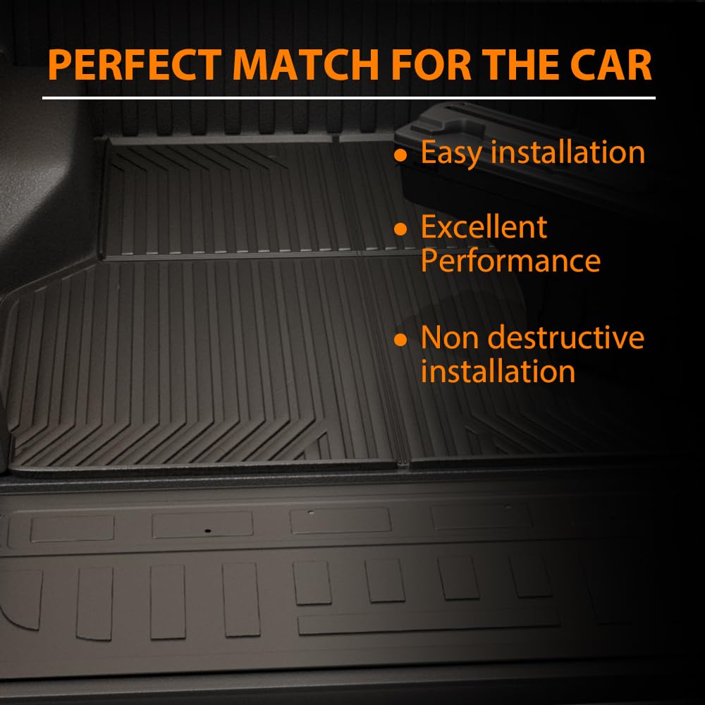 G-PLUS Tailgate Liner Compatible with Chevy Silverado GMC Sierra 1500 2014-2018,Fit Chevy Silverado GMC Sierra 2500HD 3500HD 2015-2019 TPE Black Tailgate Mat