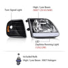 G-PLUS LED DRL Headlights Compatible with Ford Expedition 1997-2002/Fit F150 1998-2003/Fit F250 1997-1999 Clear Lens Black Housing Amber Reflector Left & Right
