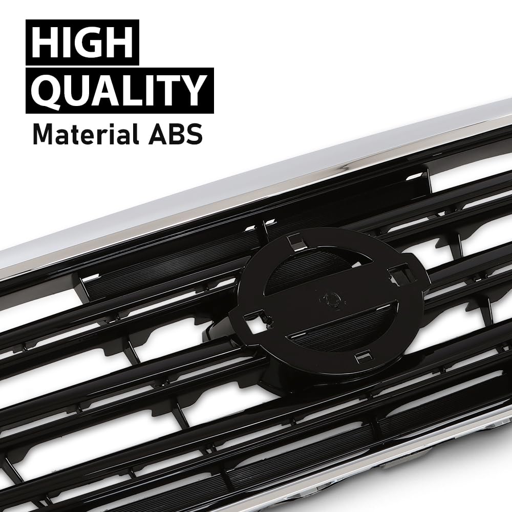 G-PLUS Front Bumper Upper Grille w/Insert Compatible with Nissan Sentra SR 2013-2015 Chrome Shell Grill Inserts 623103RM0A NI1200253