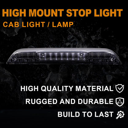 Compatible with Ford F150 2015 2016 2017 2018 2019 LED 3rd Third Brake Light Rear High Mount Cargo Stop Lamp Clear Lens Black Housing