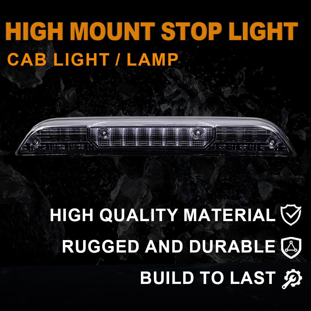 G-PLUS LED 3rd Third Brake Light Compatible with Ford F150 2015-2020 High Mount Brake Light Tail Cargo Lamp Clear Lens Black Housing FL3Z13A613A FL3Z13A613B