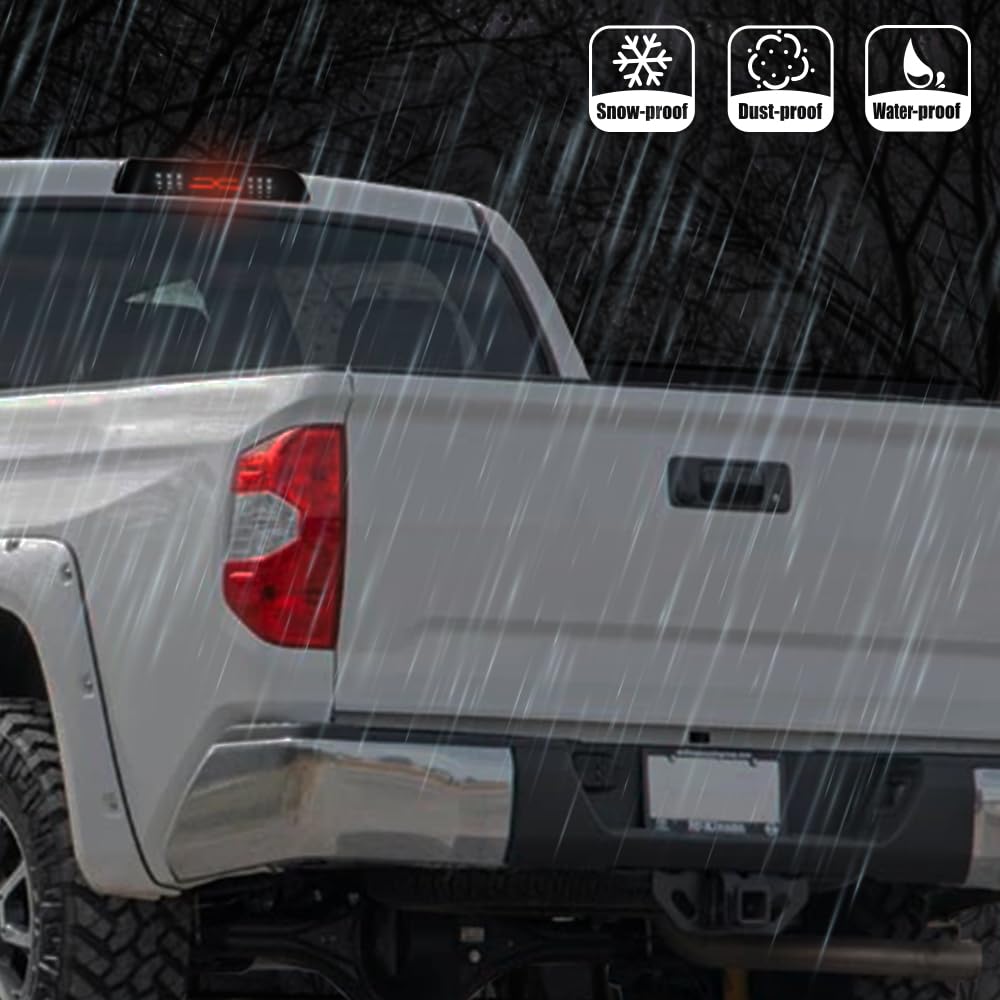 G-PLUS LED Third Brake Light Compatible with Toyota Tundra 2007-2018, 3rd High Mount Cargo Light, Type X, Smoky Lens Black Housing, 81570-0C050