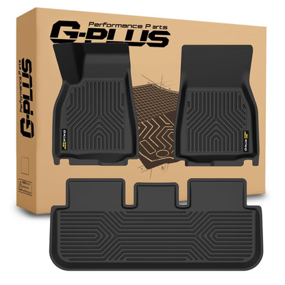 G-PLUS Floor Mats Compatible with Tesla Model S 2021 2022 2023 2024 TPE Custom Fit All Weather Full Cover Protection 1st & 2nd Row Floor Liners Waterproof 3PCS Black alfombrillas para coche