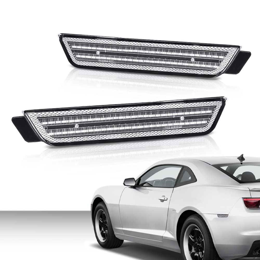 G-PLUS Rear Fender LED Side Marker Light Lamp Pair Clear Lens Fit Chevy Camaro LS | LT | SS | Z/28 | ZL1 2010 2011 2012 2013 2014 2015
