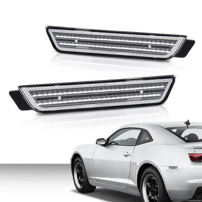 G-PLUS Rear Fender LED Side Marker Light Lamp Pair Clear Lens Fit Chevy Camaro LS | LT | SS | Z/28 | ZL1 2010 2011 2012 2013 2014 2015