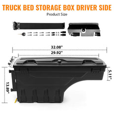 G-PLUS Lockable Truck Bed Storage Box Left for Chevy Silverado Sierra 2007-2018 Side View