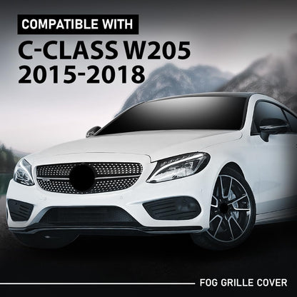 G-PLUS Front Bumper Fog Grille Cover Compatible with Benz C-Class W205 2015-2018,Fit Benz C300 (4Matic, Base) 2015-2018 2058854123, 2058854023