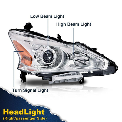 G-PLUS Headlights Compatible With 2013 2014 2015 Nissan Altima 4-Door Sedan Factory Style Automotive Halogen Model Headlamps,Black Passenger Side (Right),faros delanteros