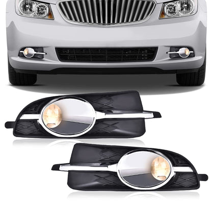 G-PLUS Front Bumper Fog Lights + Cover Trim Compatible with Buick LaCrosse 2010 2011 2012 2013 Driver & Passenger Side Fog Lamps Clear lens RW1345