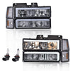 G-PLUS LED DRL headlights, Compatible with 1994 1995 1996 1997 1998 1999 2000 GMC C10 C/K C1500 bumper Headlamp, Smoky lens Chrome Housing Amber Reflector