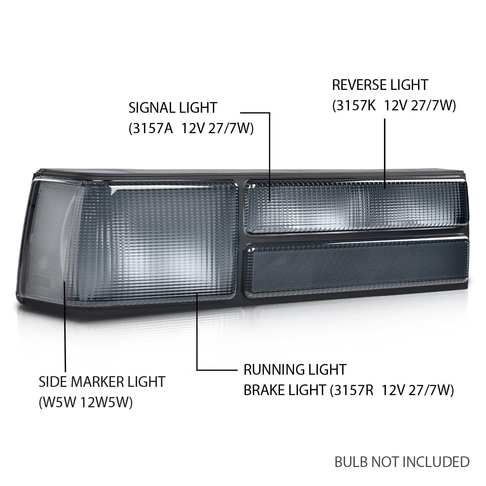 G-PLUS Taillights Taillamps Rear Brake Lights Left&Right w/o Bulbs Compatible with Ford Mustang 1987-1993,FO2800168, FO2801168 Smoky Lens Black Housing Faros Traseros Luces TraserasAssembly