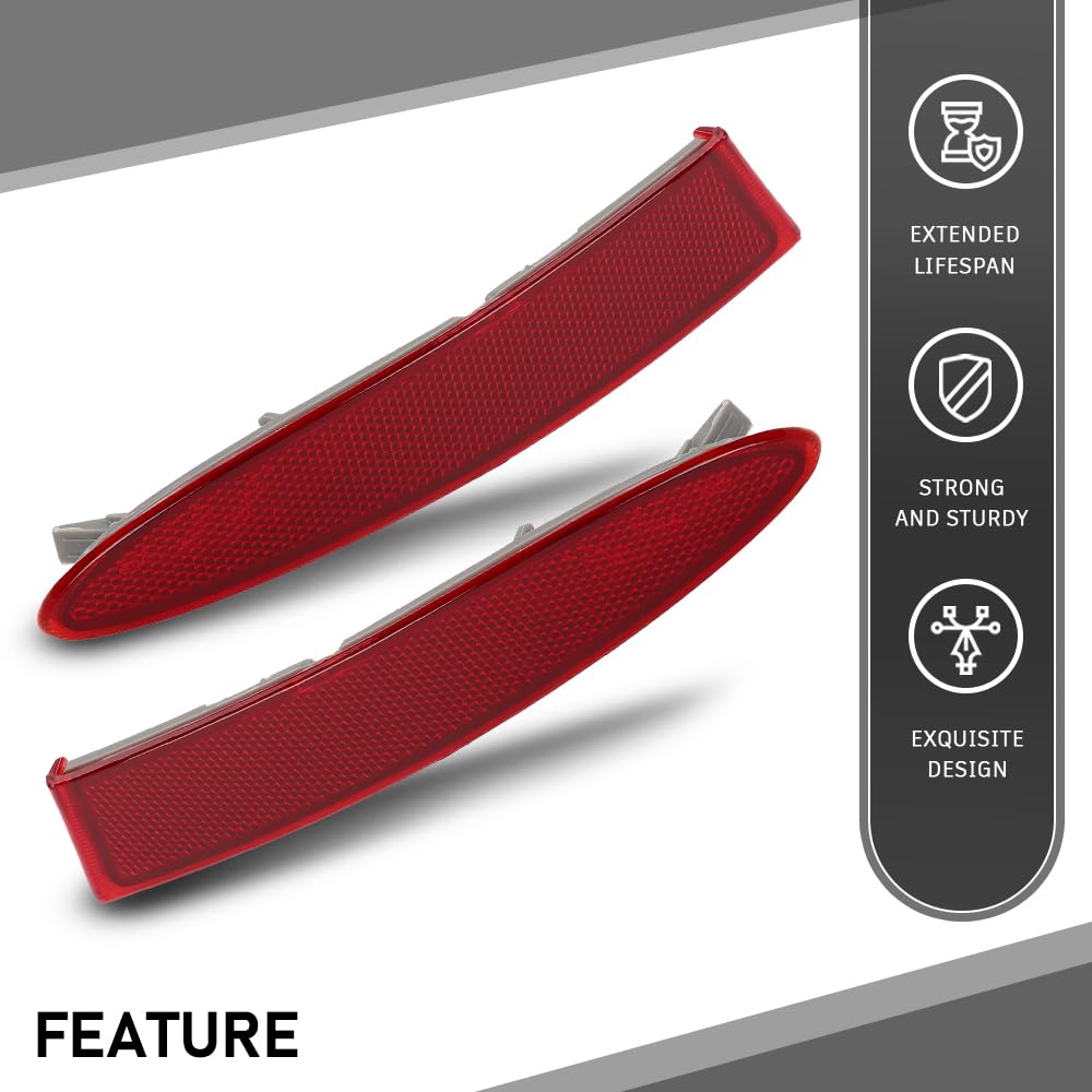 G-PLUS Rear Bumper Reflector Compatible with BMW X3 2011-2017 M Aerodynamics Package (Code S715A) 63147217316, 63147217315, BBM1185104C, M1184104C RH&LH Red