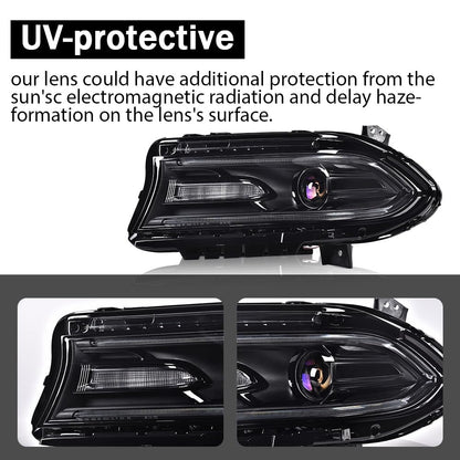 G-PLUS Headlight Fit for Dodge Charger 2015-2021, Left Bumper Headlamps,Clear Lens Black Housing Amber Reflector, CH2503270,faros delanteros