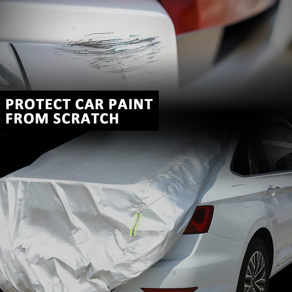 Heavy-Duty Car Cover Waterproof All Weather for Universal Sedan, Outdoor Rain Sun Snow UV Protection, Indoor Dust and Scratch Resistant 3L+ (189 * 71 * 59 inch)