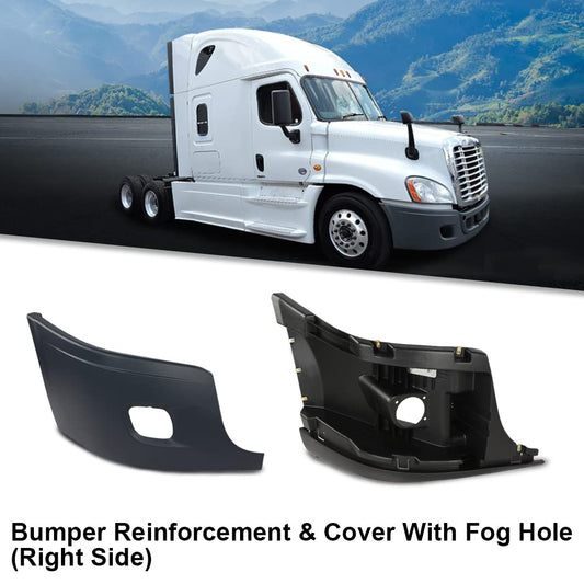 G-PLUS Bumper Reinforcement & Cover w/Fog Hole Right Passenger Side Compatible with 2008-2017 Freightliner Cascadia 2127301003 2127301007 Z2128619003 2127300005