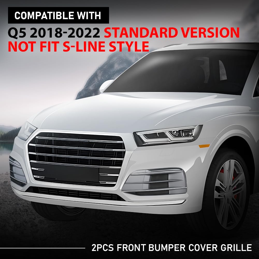 G-PLUS Pair Front Bumper Cover Grille Bezel Insert, Compatible with Audi Q5 2018-2022 Standard Version, LH Driver & RH Passenger 2PCS, 80A807679D, 80A807679DRU6