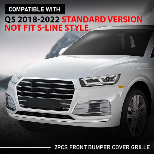 G-PLUS Pair Front Bumper Cover Grille Bezel Insert, Compatible with Audi Q5 2018-2022 Standard Version, LH Driver & RH Passenger 2PCS, 80A807679D, 80A807679DRU6