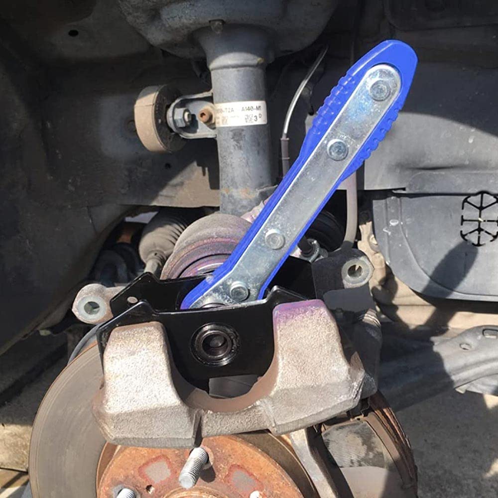 G-PLUS 1set 360° Brake Caliper Press Tool with 2 Groups Steel Plates,Blue Ratchet Piston Spreader Automotive Tools Car Brake Repair & Instalation,4 in 1 Universal Disc Ratchet Brake Caliper Tool
