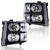 G-PLUS Headlights Compatible with Chevy Silverado 1500 2007-2013/Fit Silverado 2500 3500 & HD 2007-2014 Bumper Headlamps Clear Lens Black Housing Clear Reflector,faros delanteros